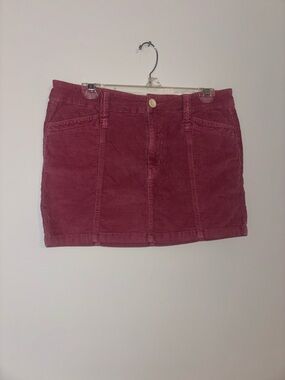 Free People Corduroy Mini Skirt in Berry